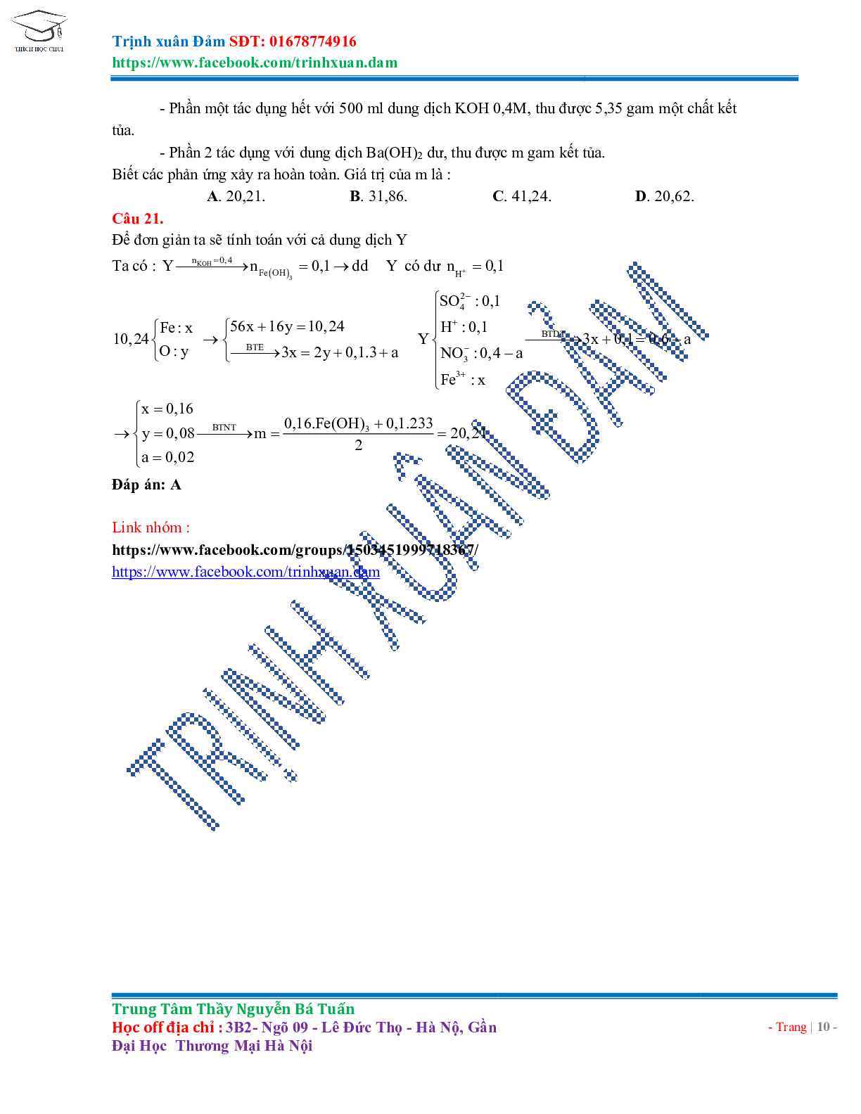 Bài toán chuyên đề HNO3 môn Hóa học lớp 11 (trang 10)