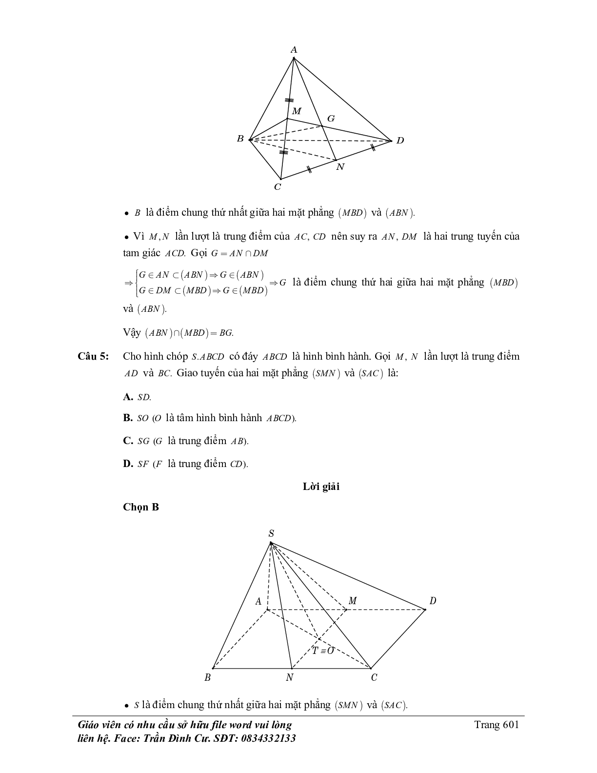 Phân loại và phương pháp giải bài tập đường thẳng và mặt phẳng trong không gian, quan hệ song song (trang 10)