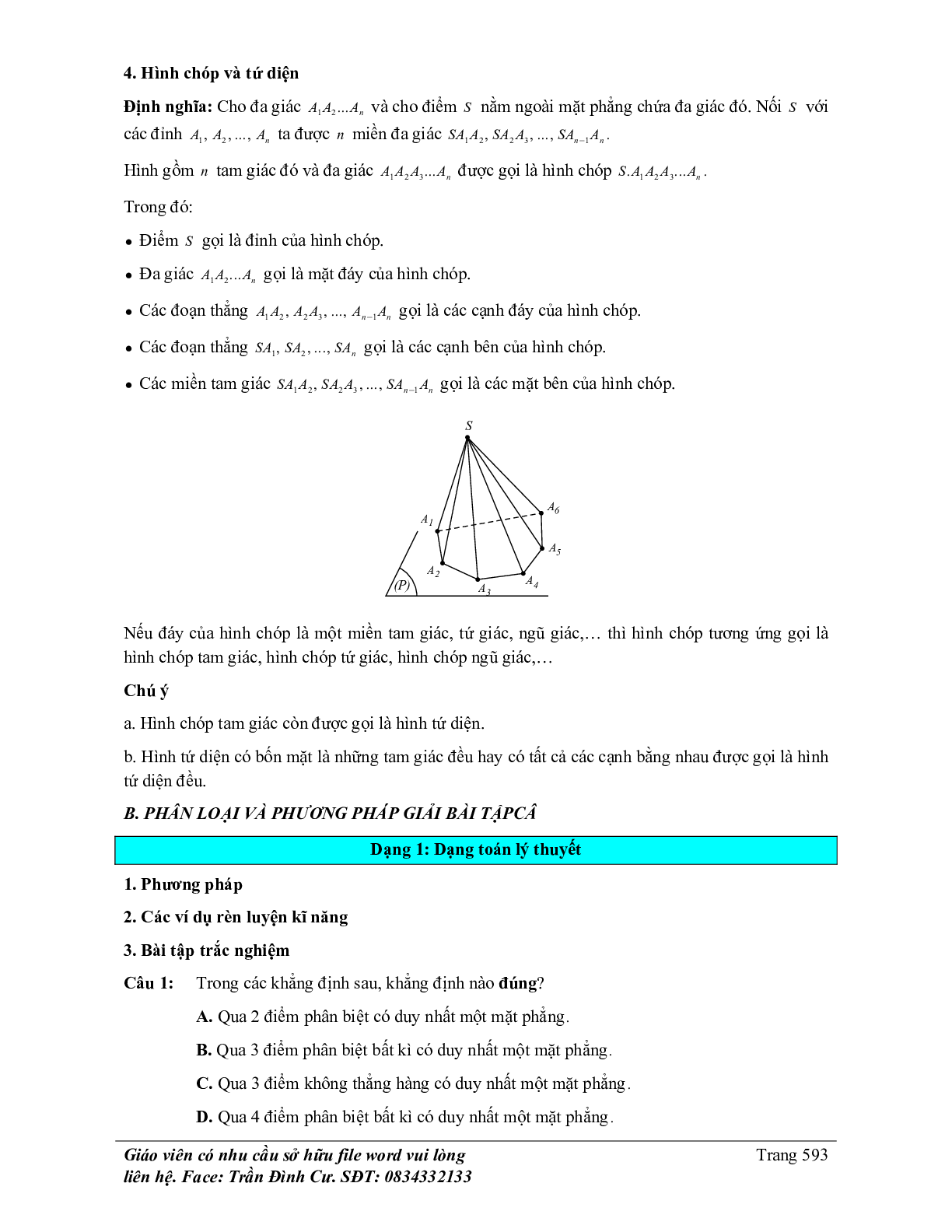Phân loại và phương pháp giải bài tập đường thẳng và mặt phẳng trong không gian, quan hệ song song (trang 2)