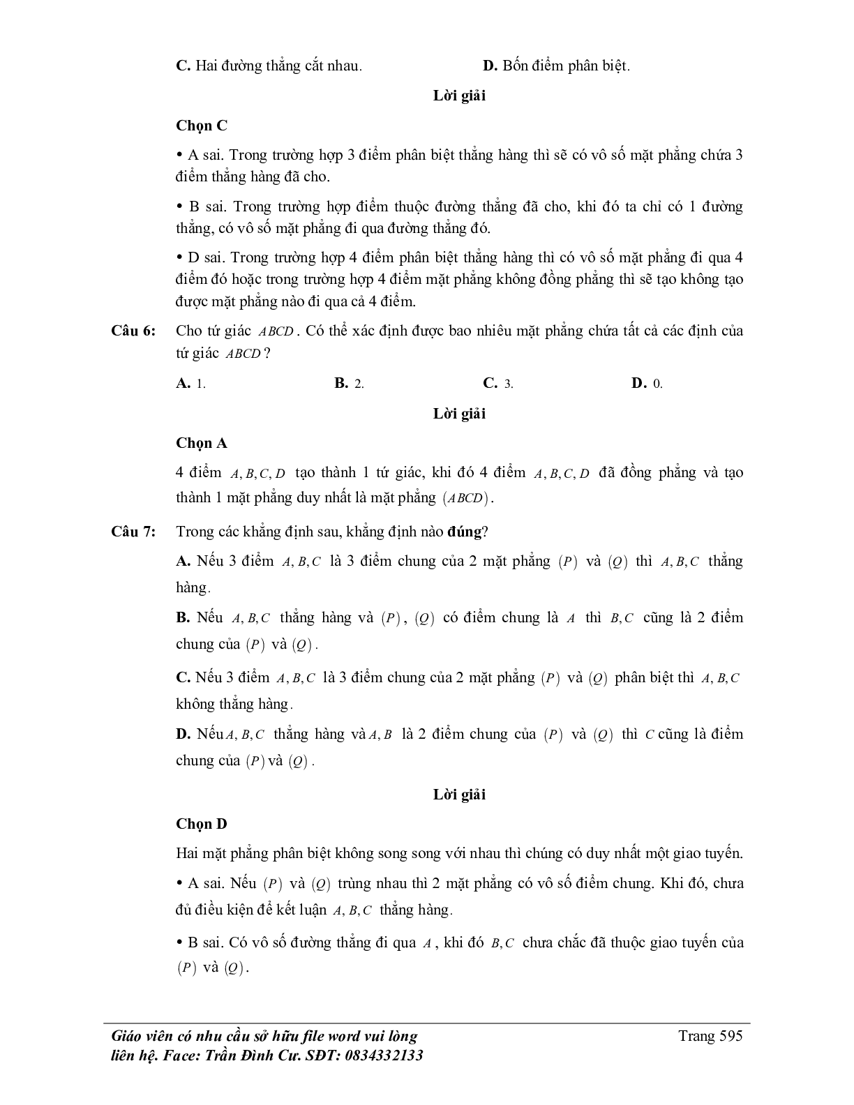 Phân loại và phương pháp giải bài tập đường thẳng và mặt phẳng trong không gian, quan hệ song song (trang 4)