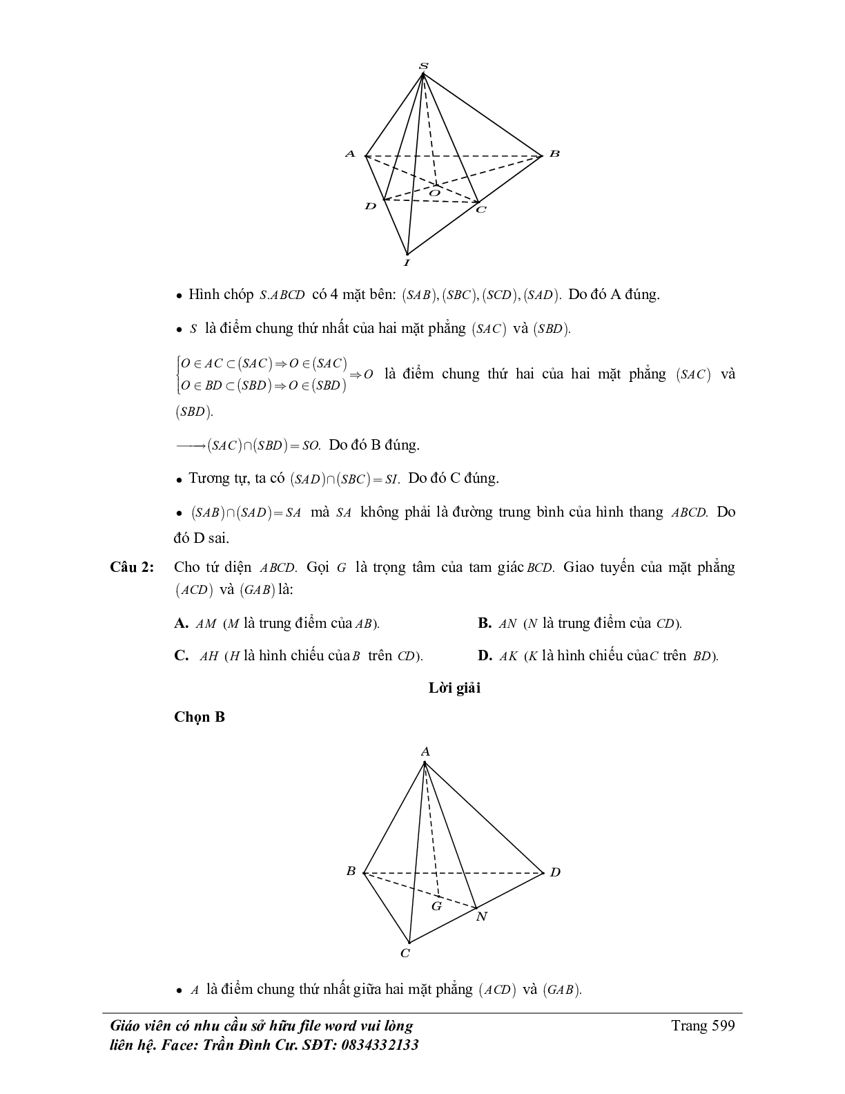 Phân loại và phương pháp giải bài tập đường thẳng và mặt phẳng trong không gian, quan hệ song song (trang 8)