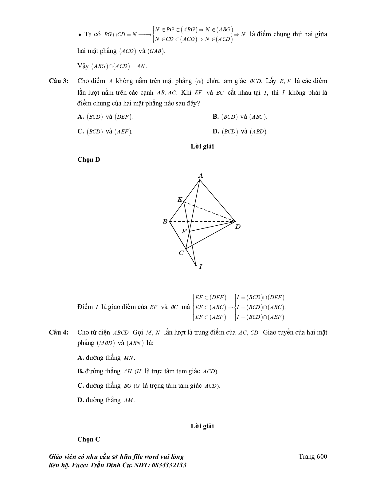 Phân loại và phương pháp giải bài tập đường thẳng và mặt phẳng trong không gian, quan hệ song song (trang 9)