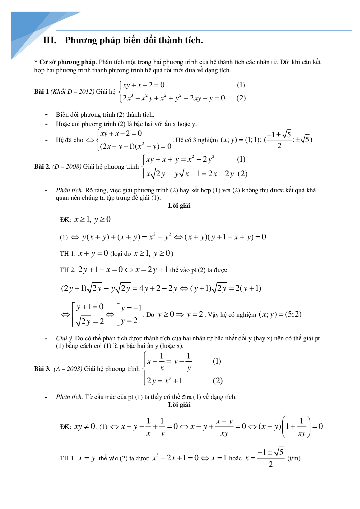 Chuyên đề hệ phương trình bồi dưỡng học sinh giỏi toán (trang 10)