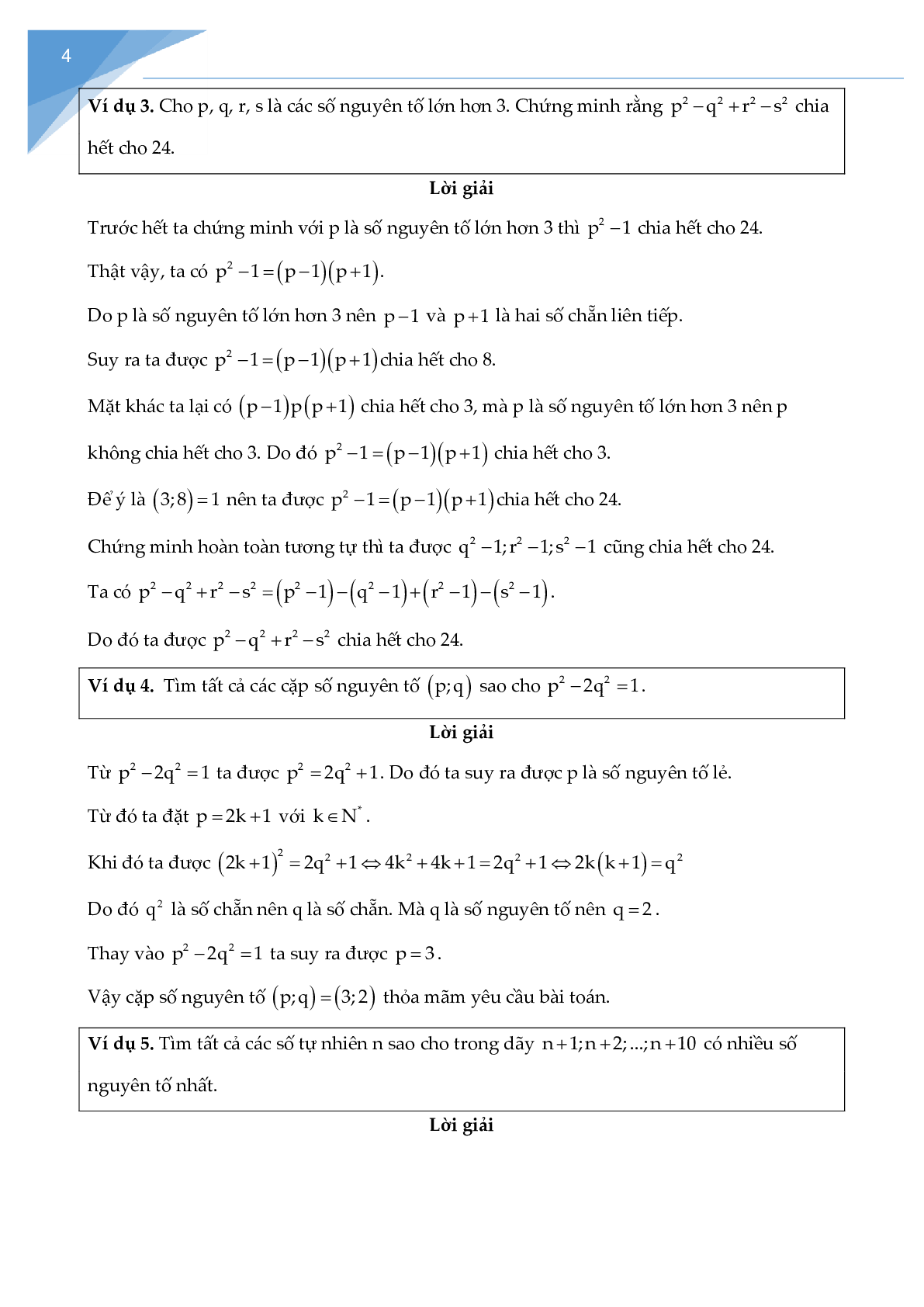 Các bài toán về số nguyên tố, hợp số chọn lọc (trang 4)