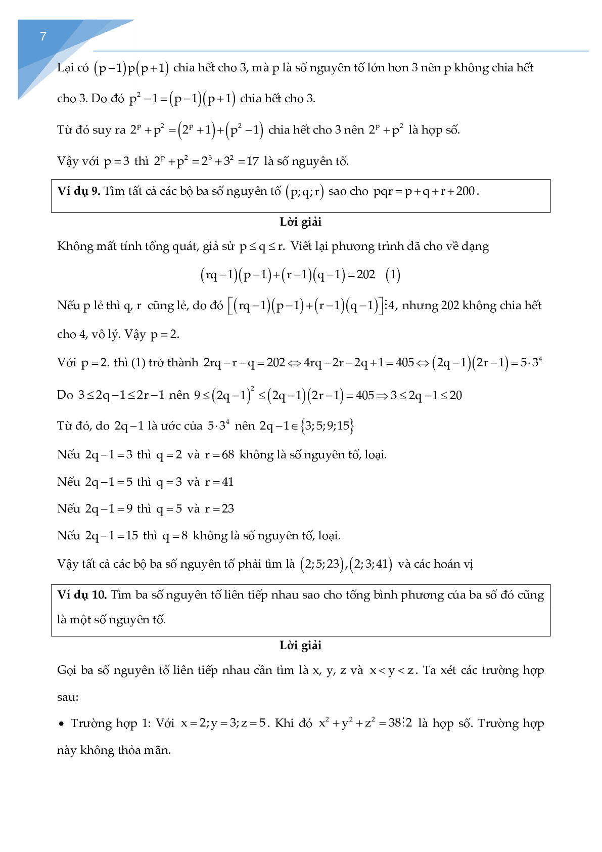 Các bài toán về số nguyên tố, hợp số chọn lọc (trang 7)