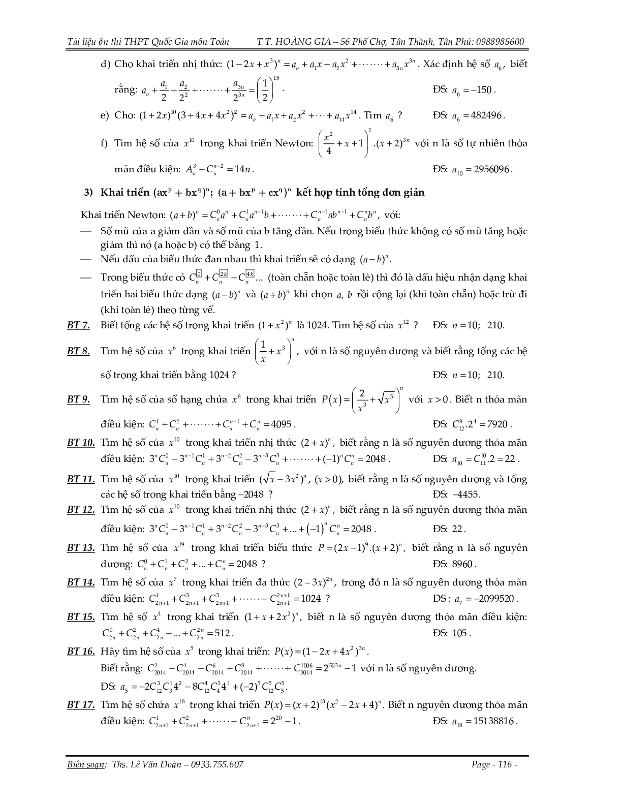 150 bài toán nhị thức Newton và xác suất (trang 4)