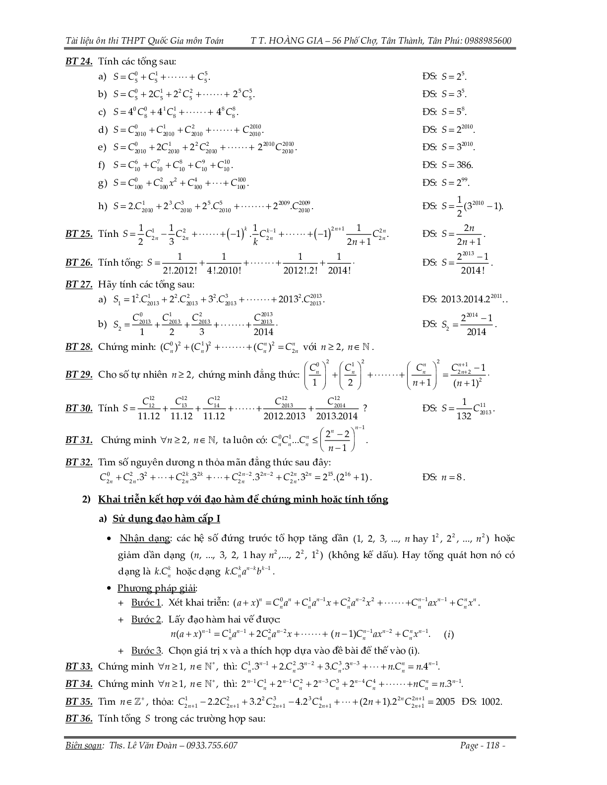150 bài toán nhị thức Newton và xác suất (trang 6)