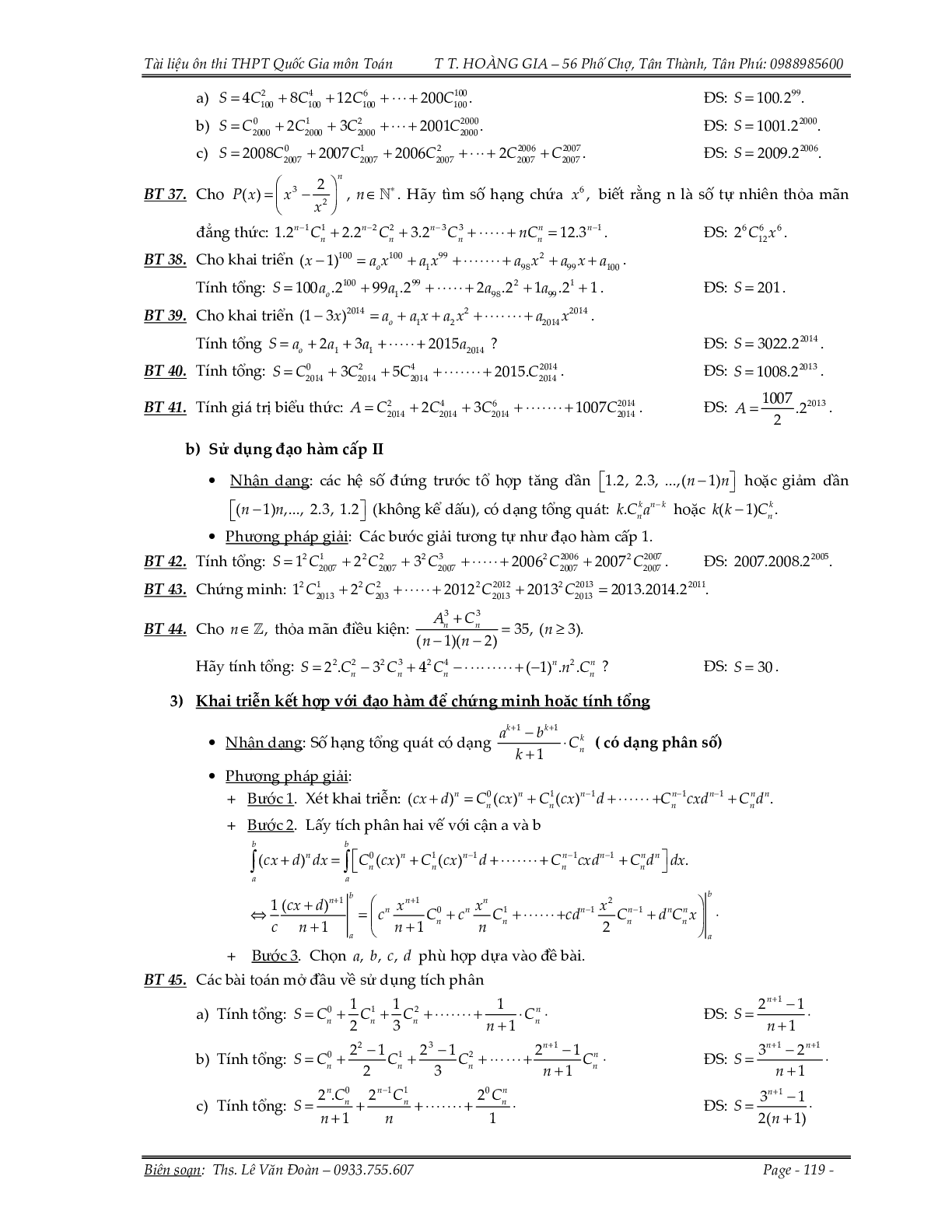 150 bài toán nhị thức Newton và xác suất (trang 7)