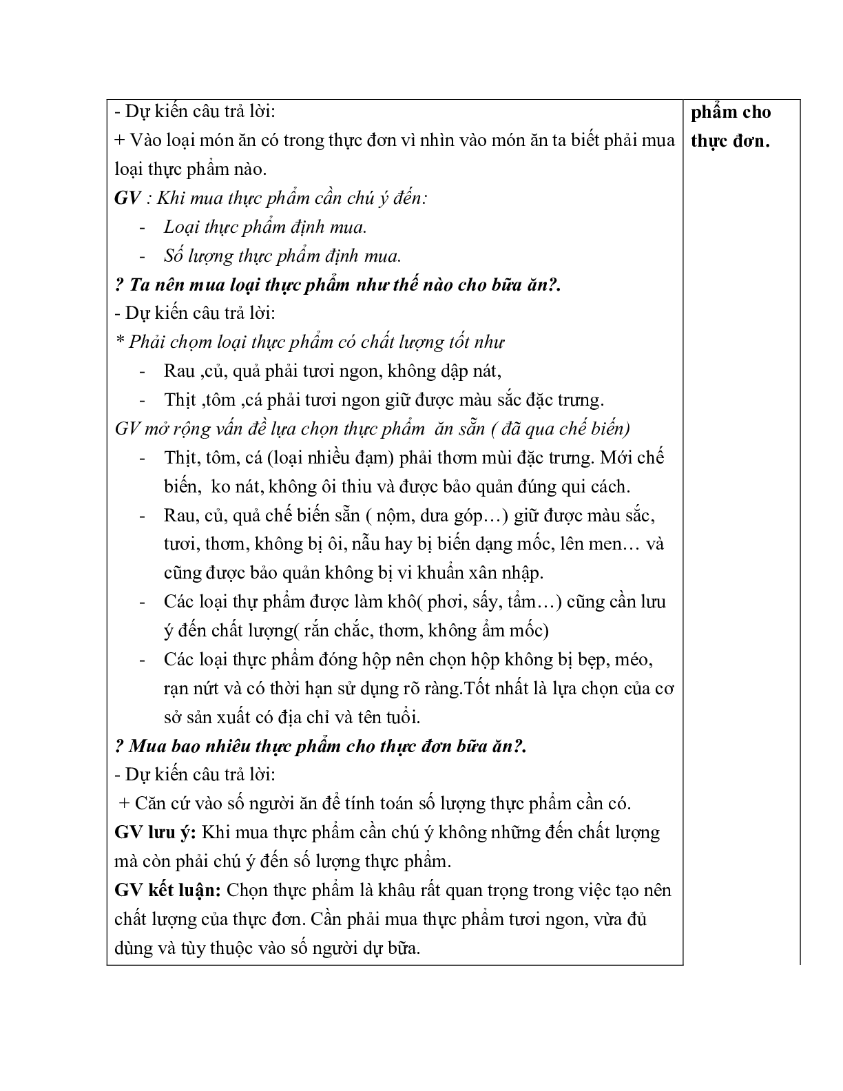 GIÁO ÁN CÔNG NGHỆ 6 BÀI 22: QUY TRÌNH TỔ CHỨC BỮA ĂN (T1) MỚI NHẤT (trang 10)