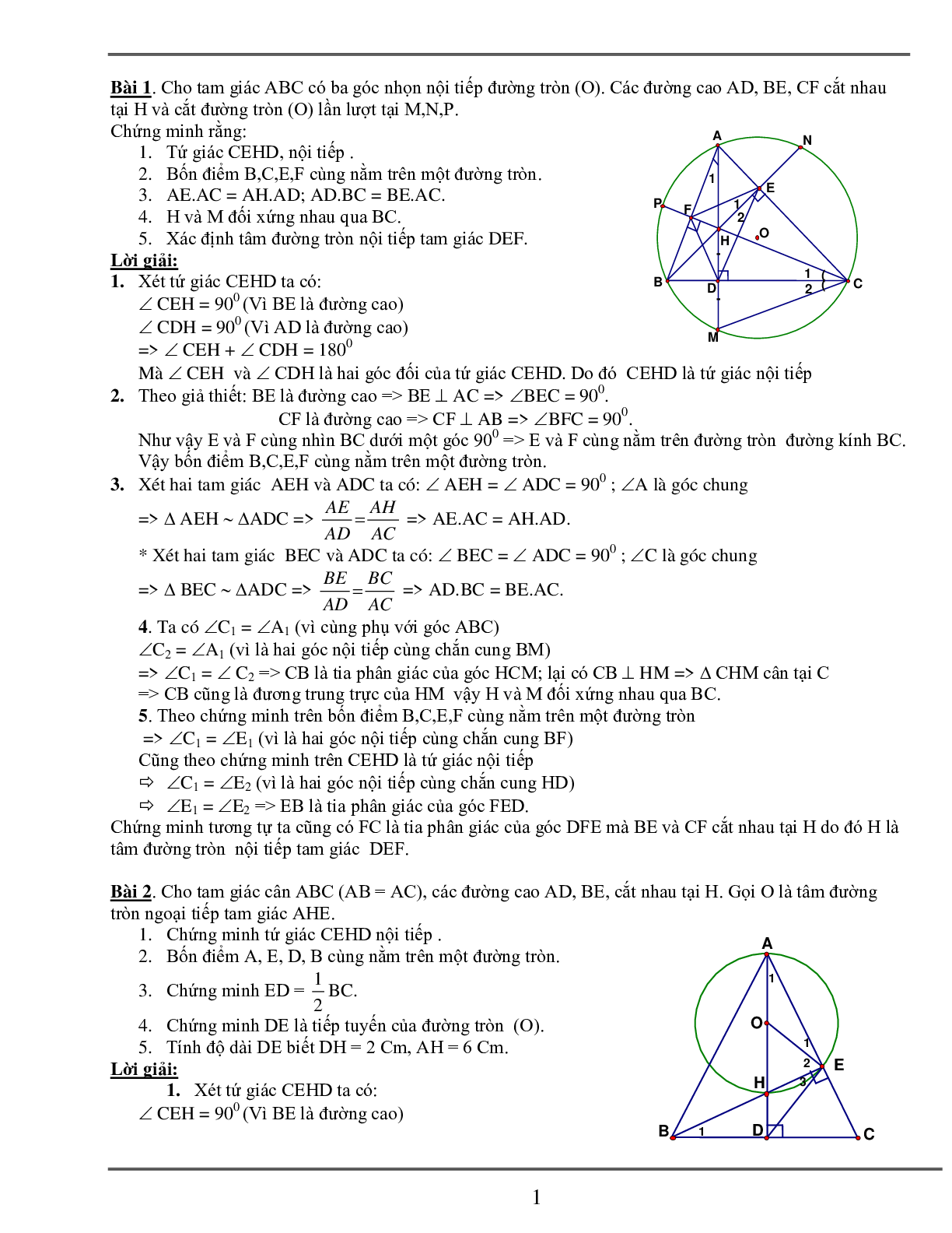 Tuyển tập 80 bài toán hình học lớp 9 hay nhất (trang 2)