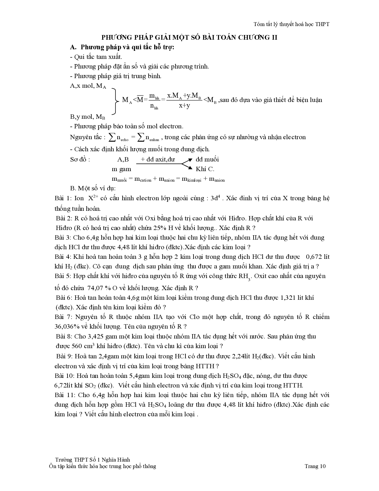 Lý thuyết, bài tập về Hóa học THPT có chọn lọc (trang 10)