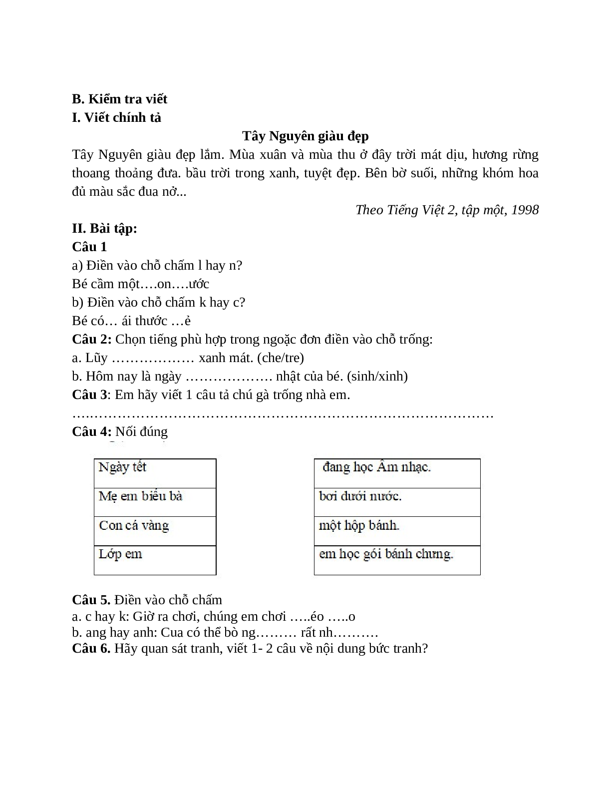 Đề kiểm tra Tiếng Việt cuối kì 2 lớp 1 - đề 2 (trang 2)