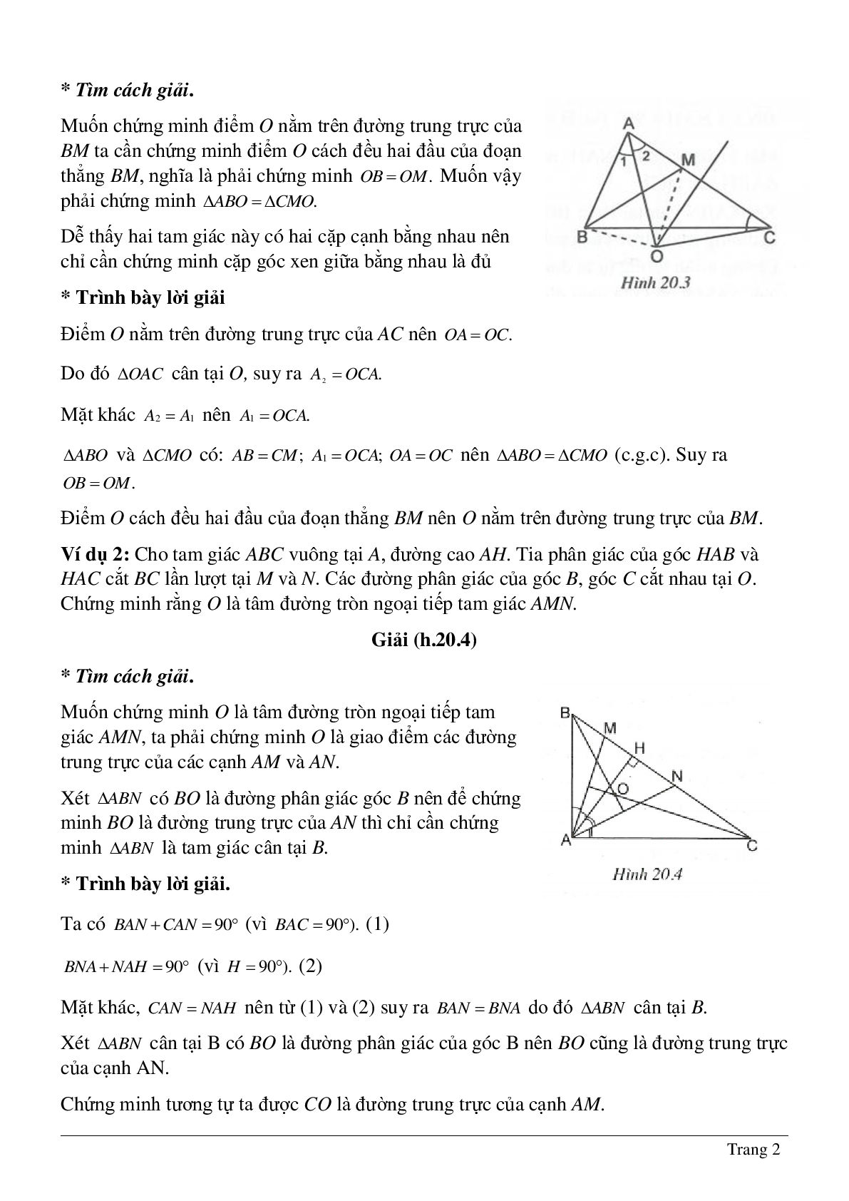 Tổng hợp những bài tập về Tính chất ba đường trung trực, ba đường cao của tam giác có lời giải (trang 2)