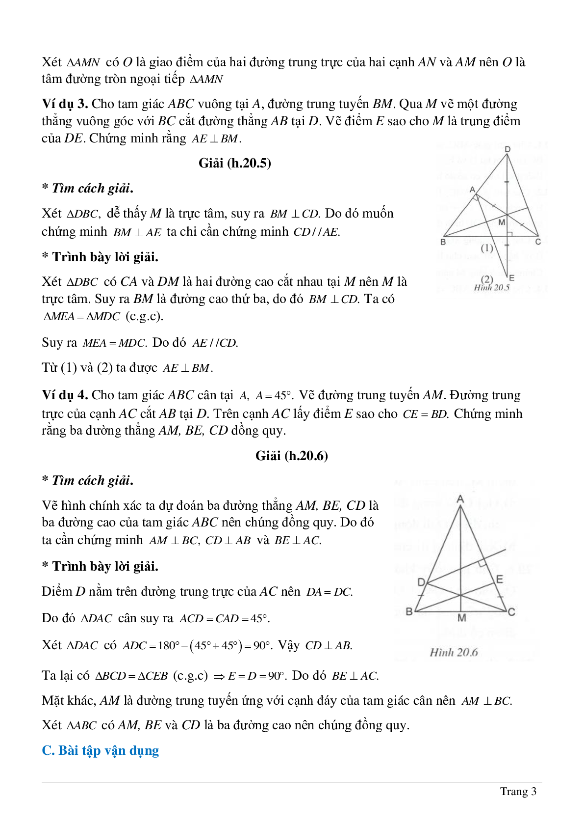 Tổng hợp những bài tập về Tính chất ba đường trung trực, ba đường cao của tam giác có lời giải (trang 3)
