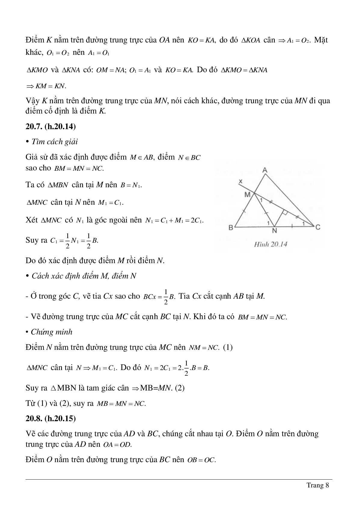 Tổng hợp những bài tập về Tính chất ba đường trung trực, ba đường cao của tam giác có lời giải (trang 8)