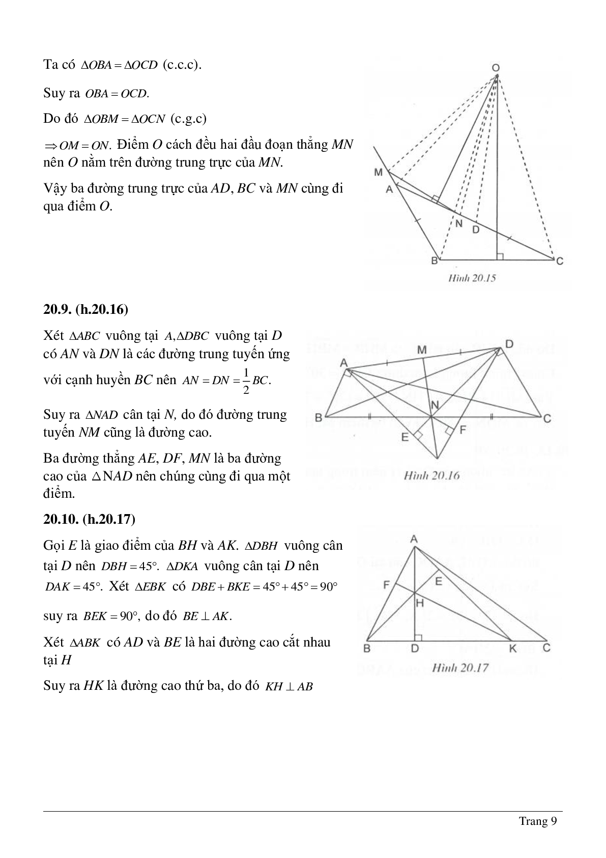 Tổng hợp những bài tập về Tính chất ba đường trung trực, ba đường cao của tam giác có lời giải (trang 9)