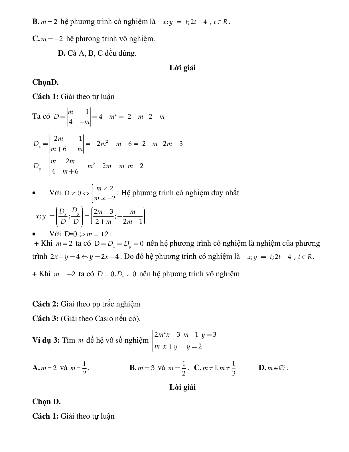 Tìm điều kiện hệ hai phương trình bậc nhất hai ẩn vô số nghiệm (trang 2)