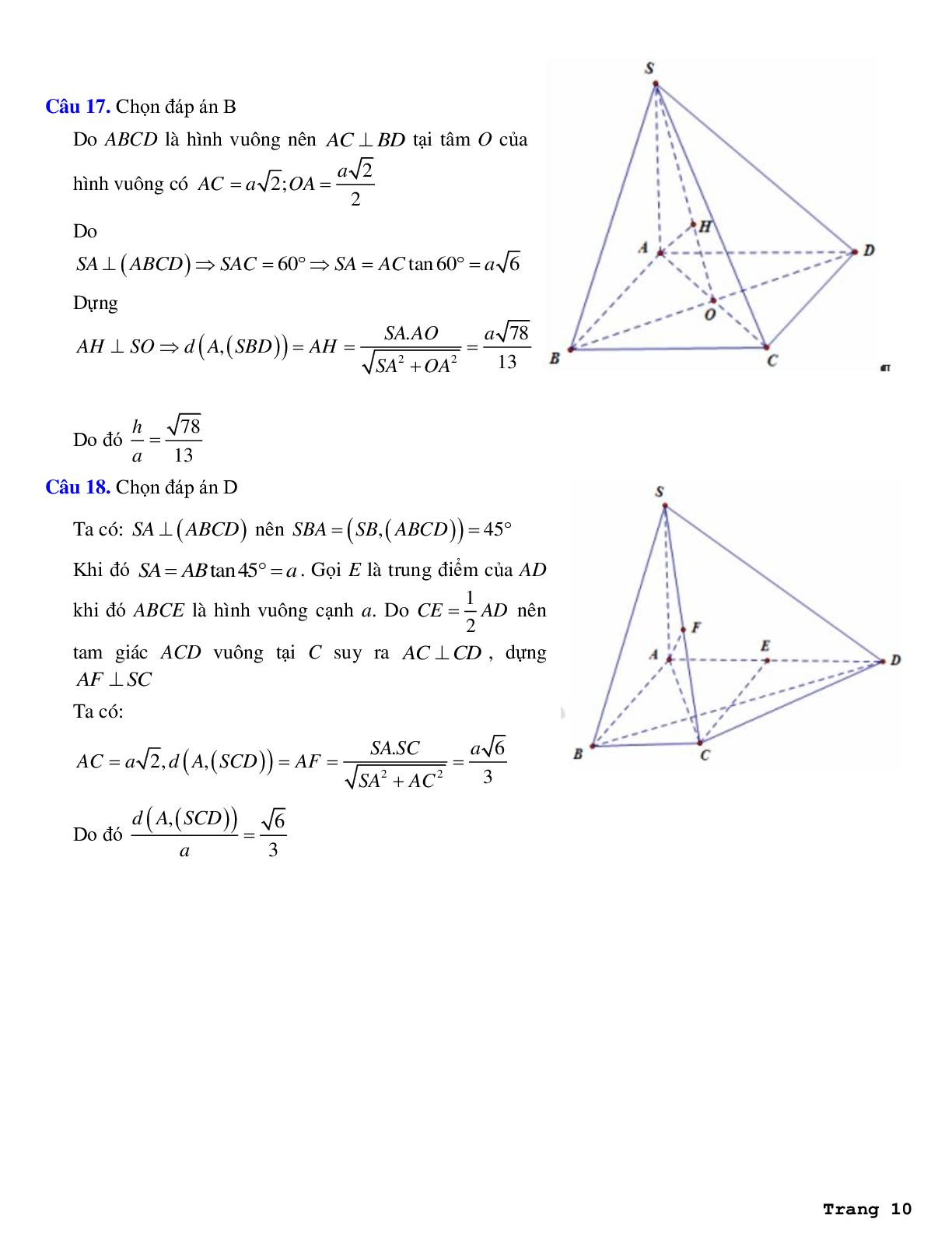 20 bài tập về khoảng cách từ điểm đến mặt phẳng (dạng 2) có lời giải chi tiết (trang 10)