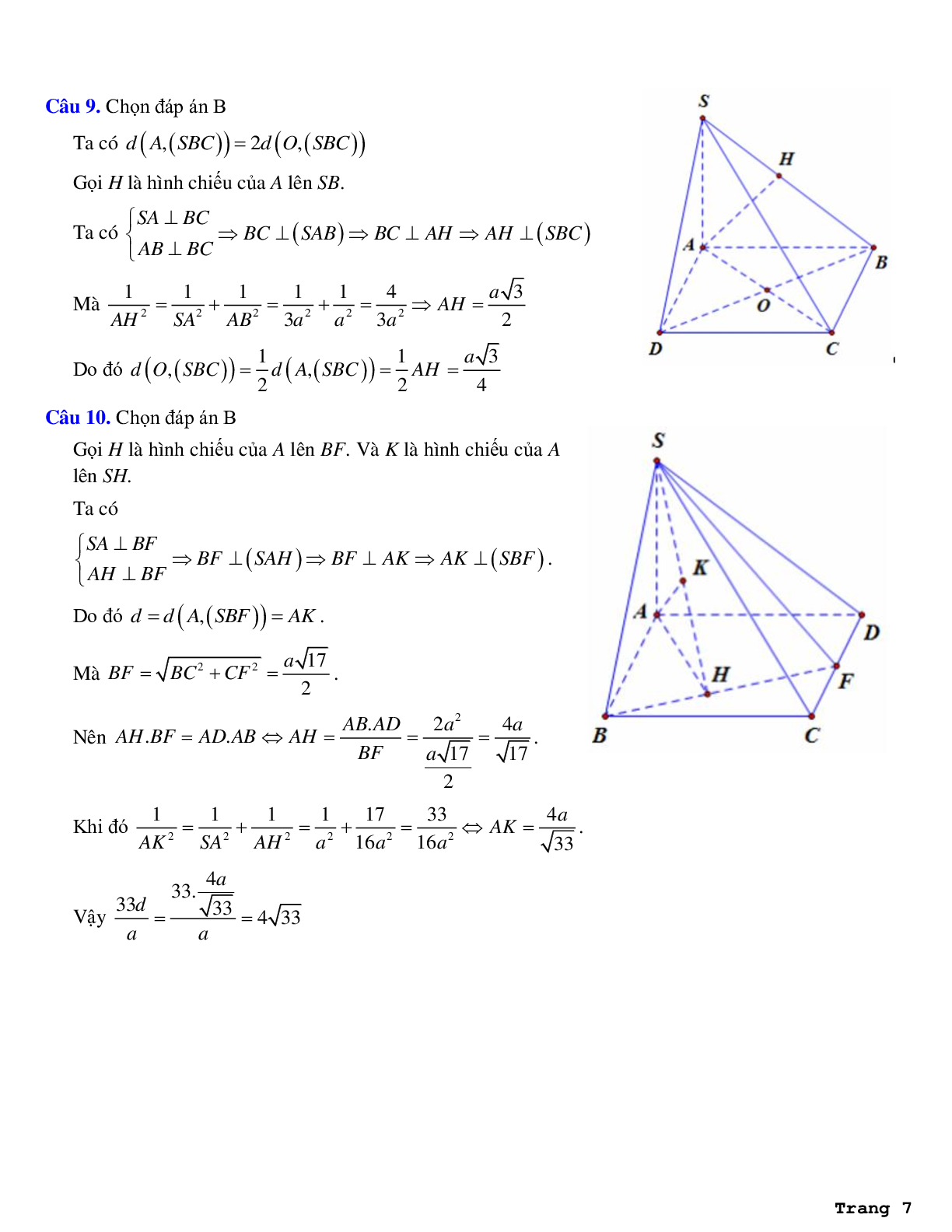 20 bài tập về khoảng cách từ điểm đến mặt phẳng (dạng 2) có lời giải chi tiết (trang 7)
