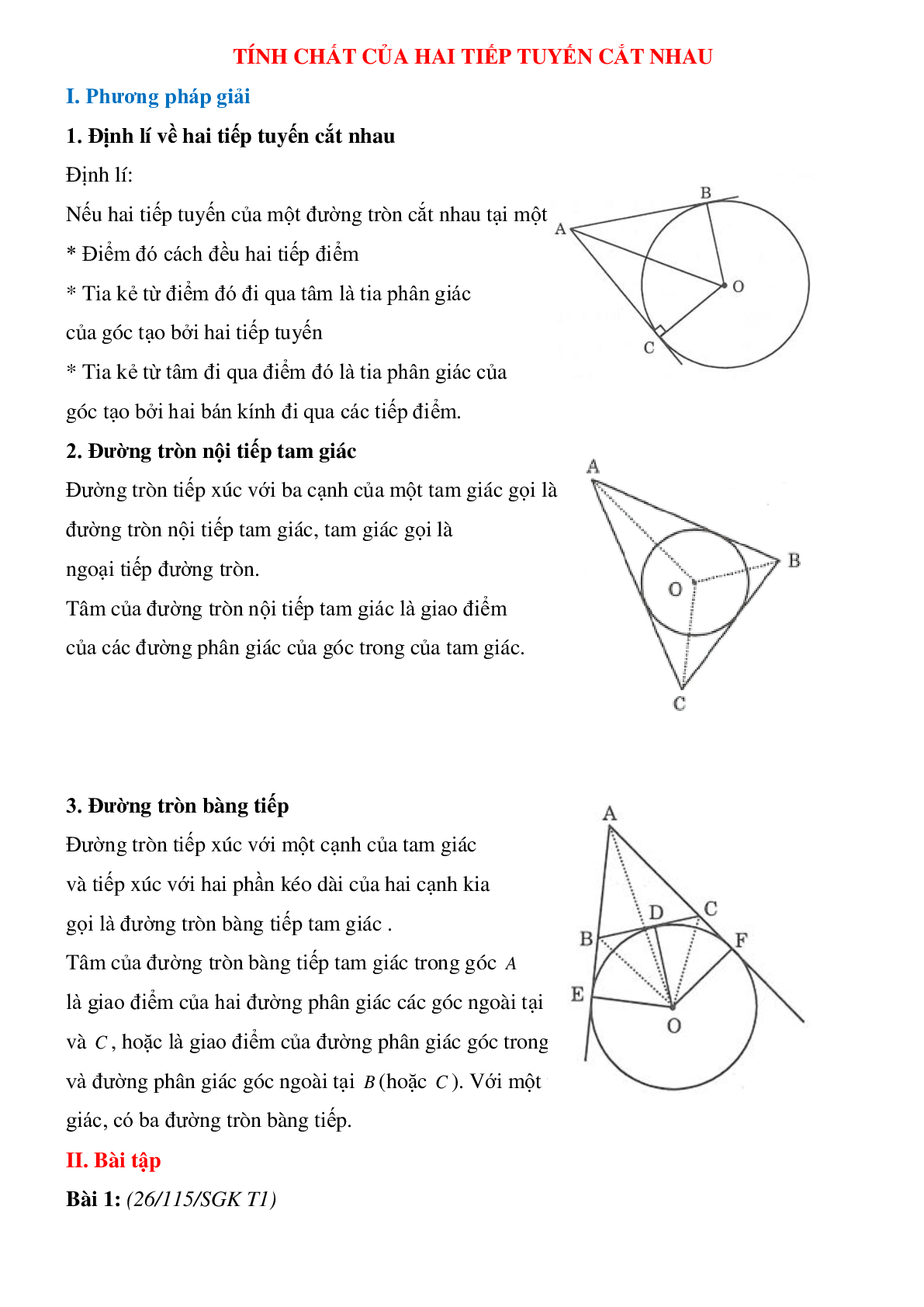 50 Bài tập Tính chất của hai đường tiếp tuyến cắt nhau (có đáp án)- Toán 9 (trang 1)