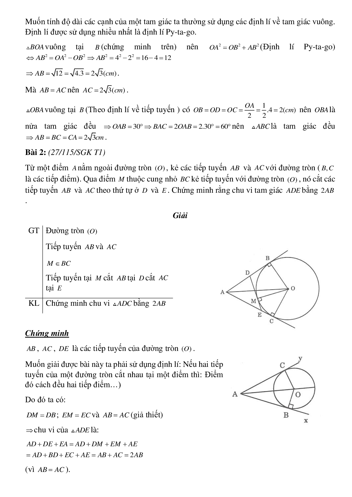 50 Bài tập Tính chất của hai đường tiếp tuyến cắt nhau (có đáp án)- Toán 9 (trang 3)