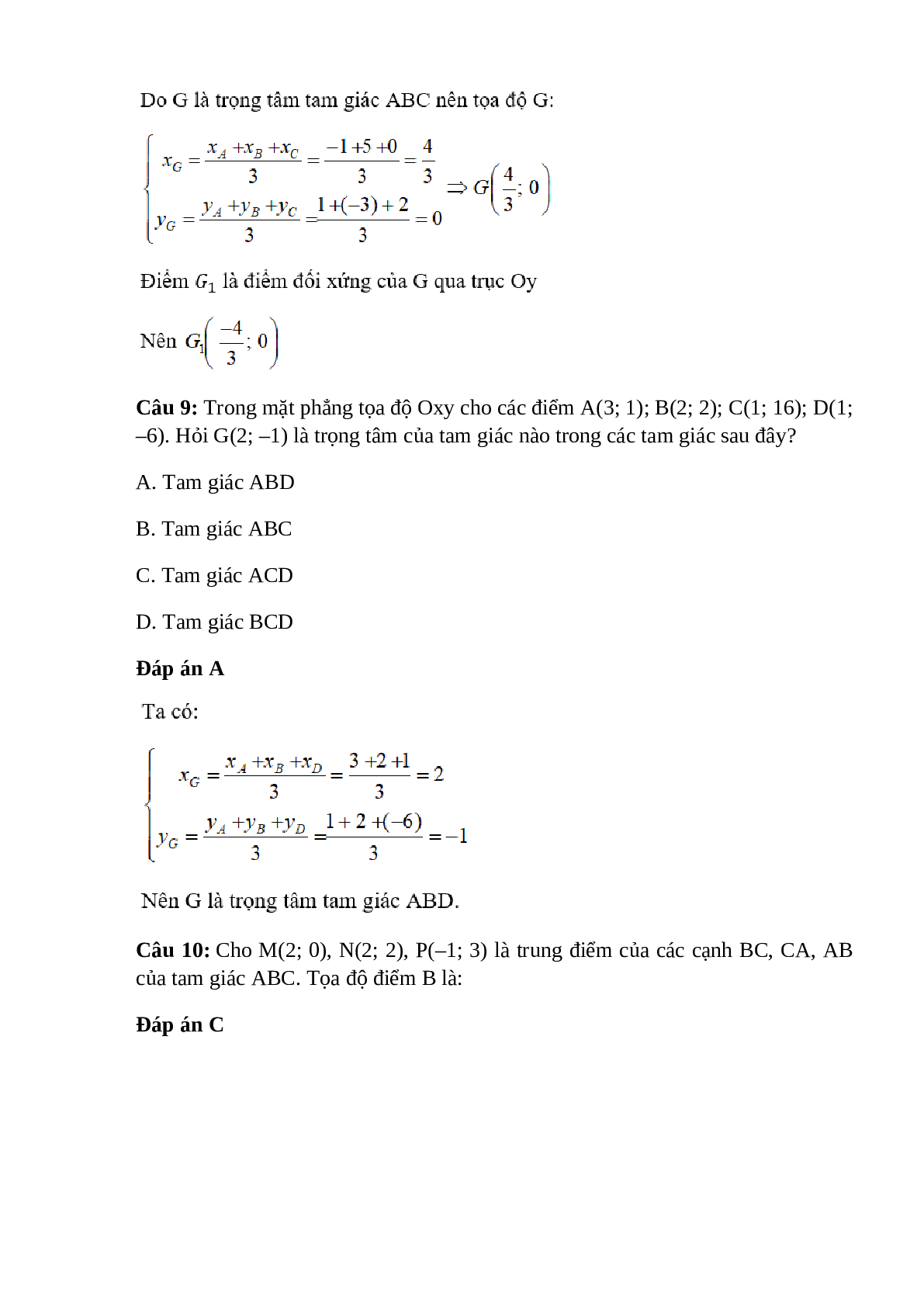 Trắc nghiệm Hệ trục tọa độ có đáp án – Toán lớp 10 (trang 4)