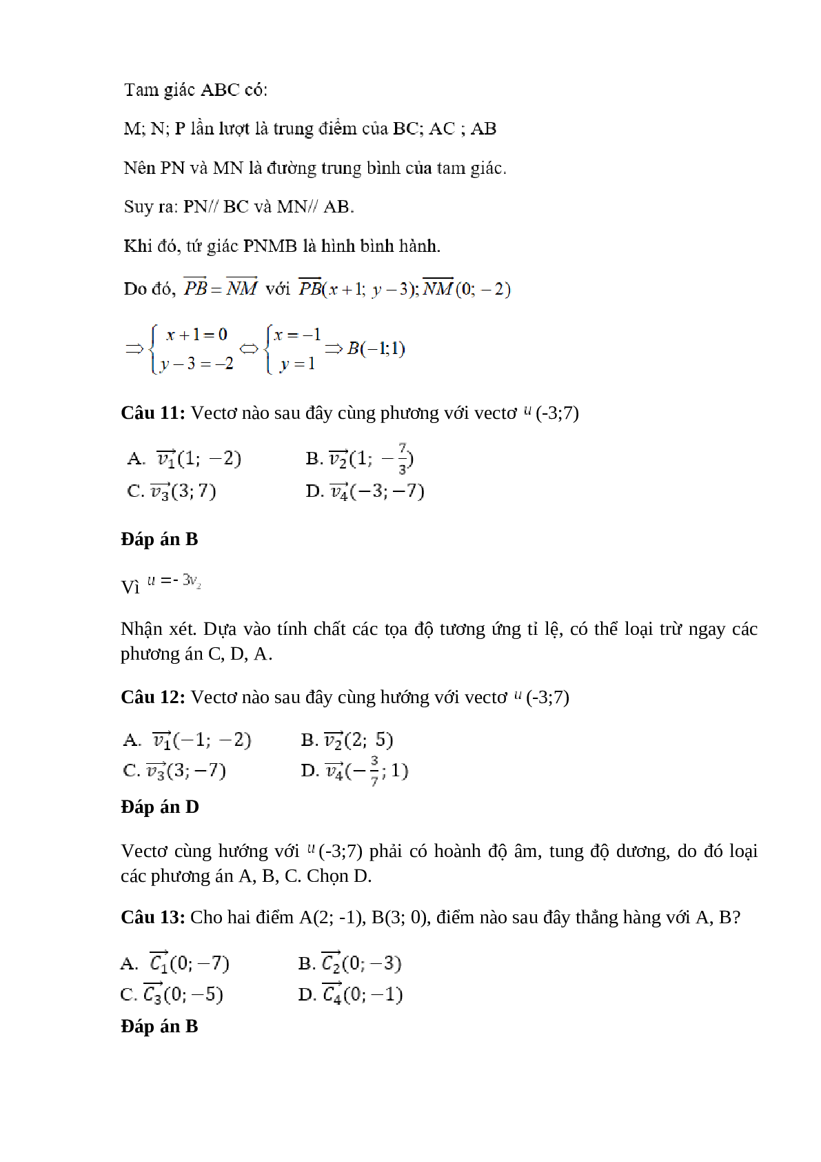 Trắc nghiệm Hệ trục tọa độ có đáp án – Toán lớp 10 (trang 5)