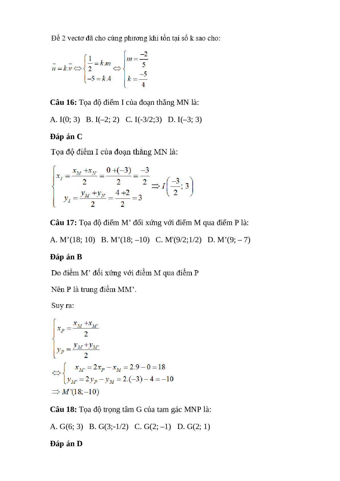 Trắc nghiệm Hệ trục tọa độ có đáp án – Toán lớp 10 (trang 7)