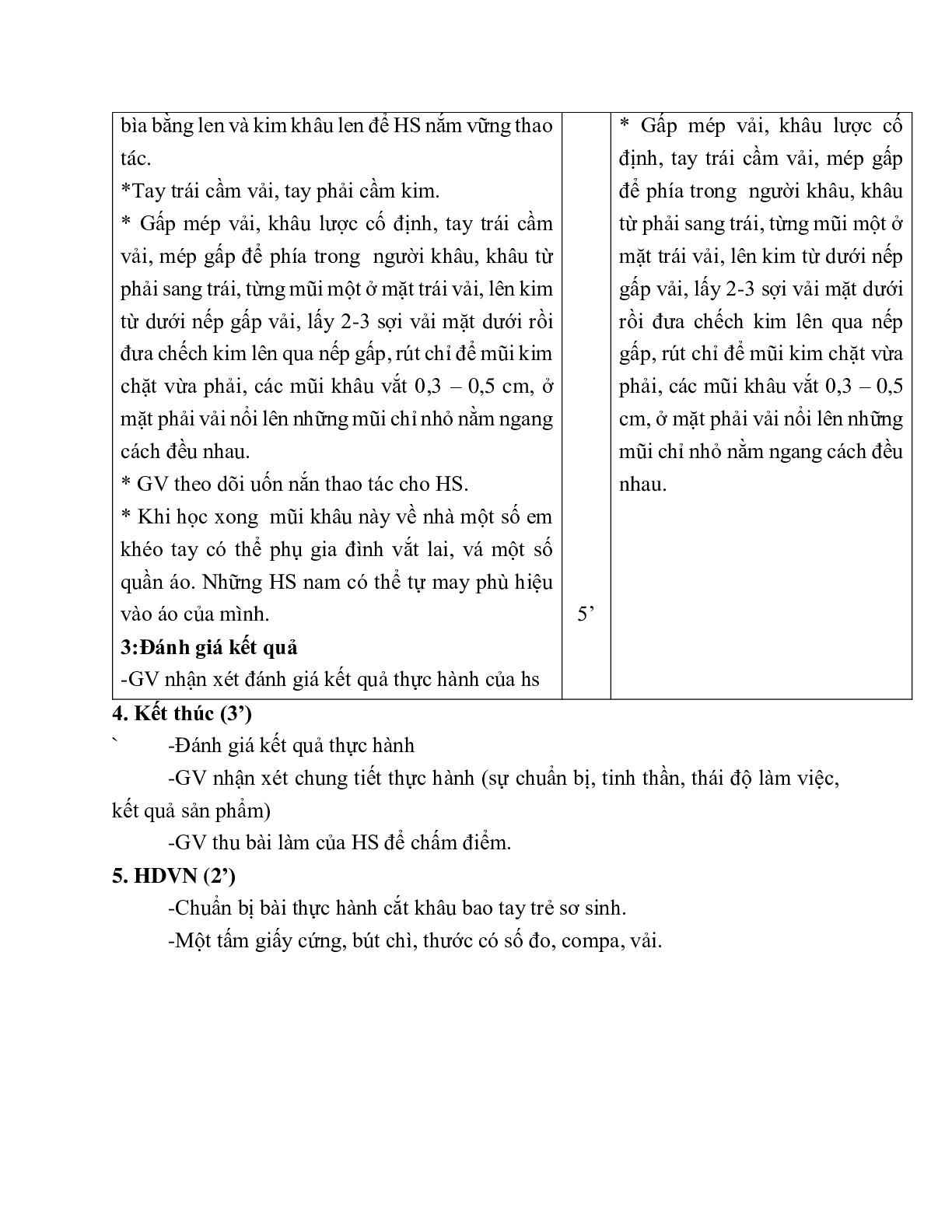 GIÁO ÁN CÔNG NGHỆ 6 BÀI 5:  THỰC HÀNH ÔN MỘT SỐ MŨI KHÂU CƠ BẢN (T2) MỚI NHẤT – CV5555 (trang 2)