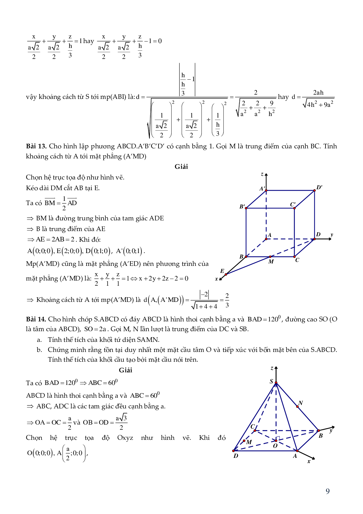 Giải bài toán hình học không gian bằng phương pháp tọa độ (trang 10)