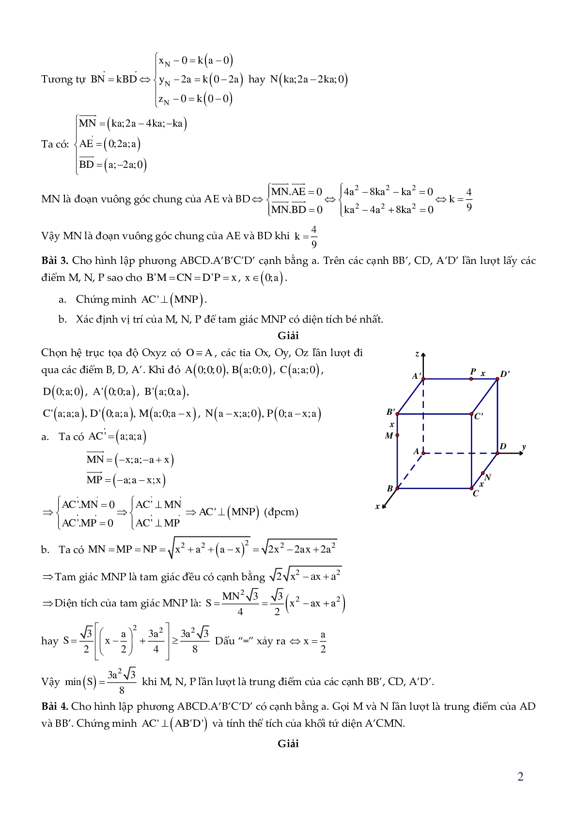 Giải bài toán hình học không gian bằng phương pháp tọa độ (trang 3)