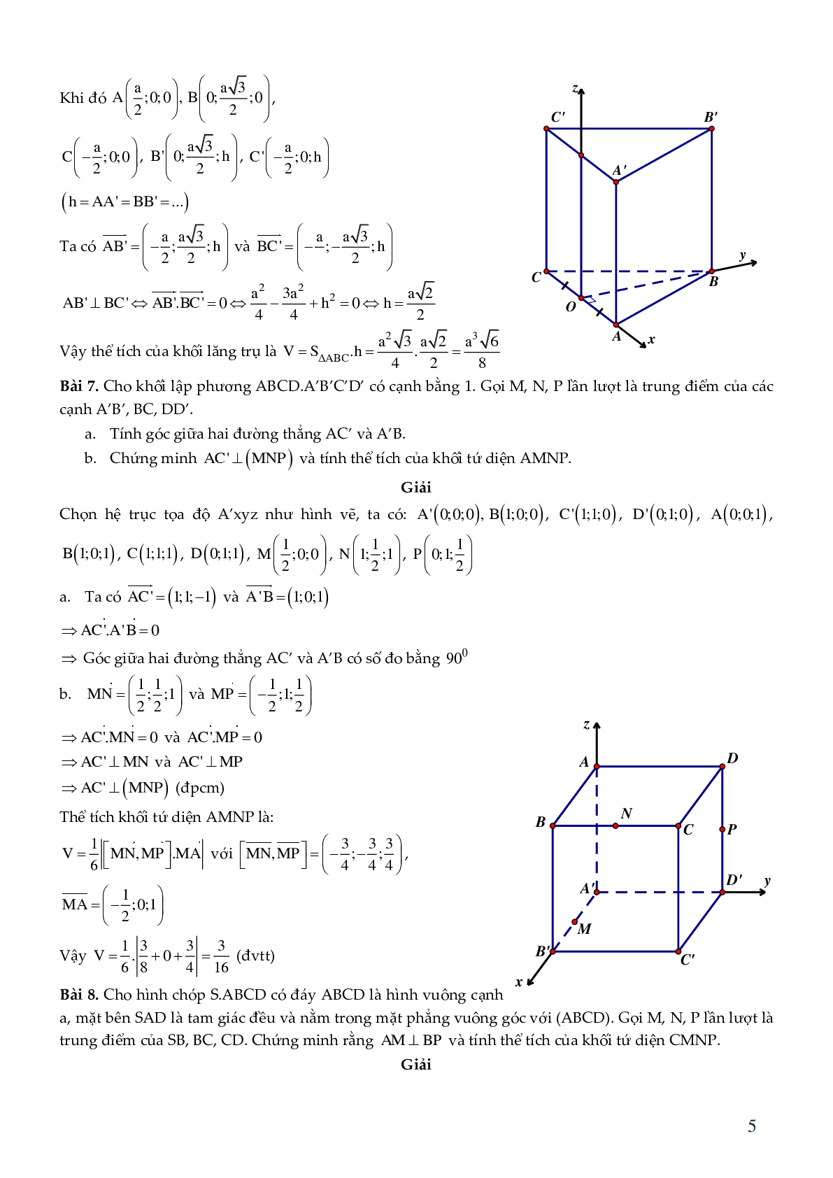 Giải bài toán hình học không gian bằng phương pháp tọa độ (trang 6)