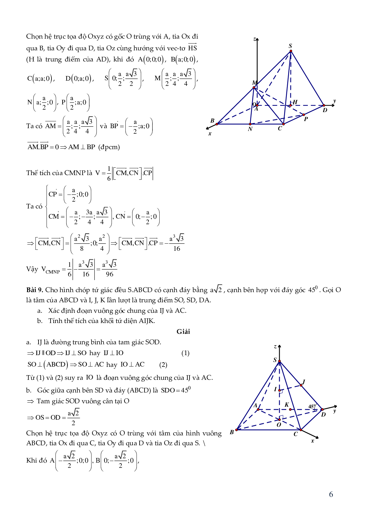 Giải bài toán hình học không gian bằng phương pháp tọa độ (trang 7)