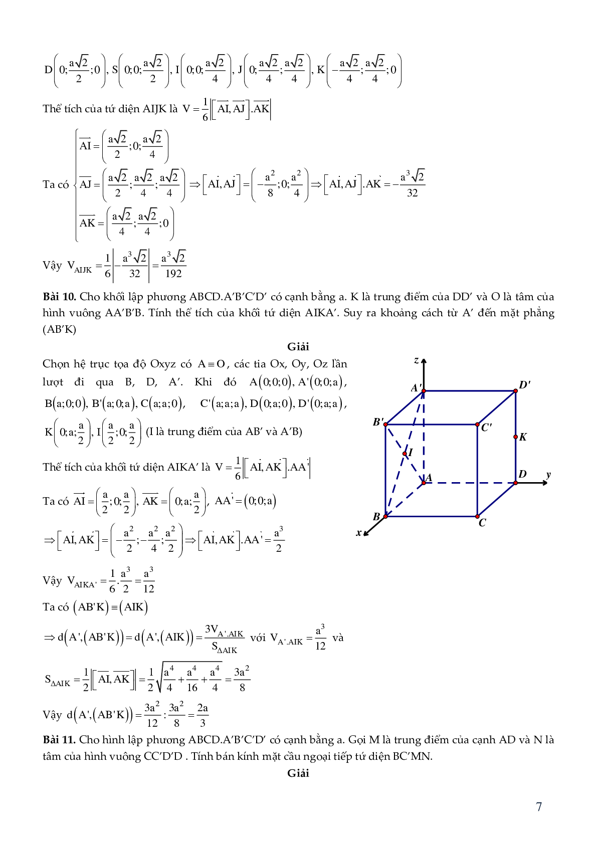 Giải bài toán hình học không gian bằng phương pháp tọa độ (trang 8)