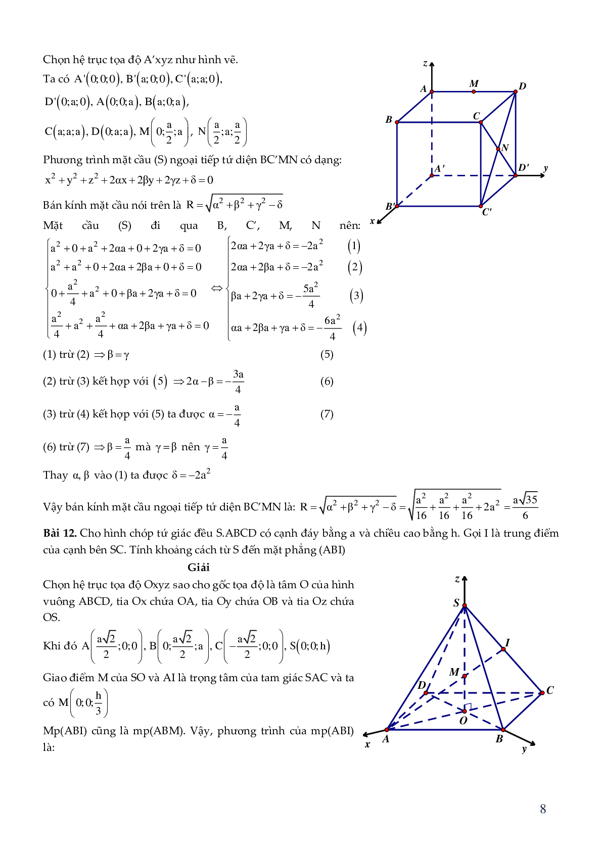 Giải bài toán hình học không gian bằng phương pháp tọa độ (trang 9)