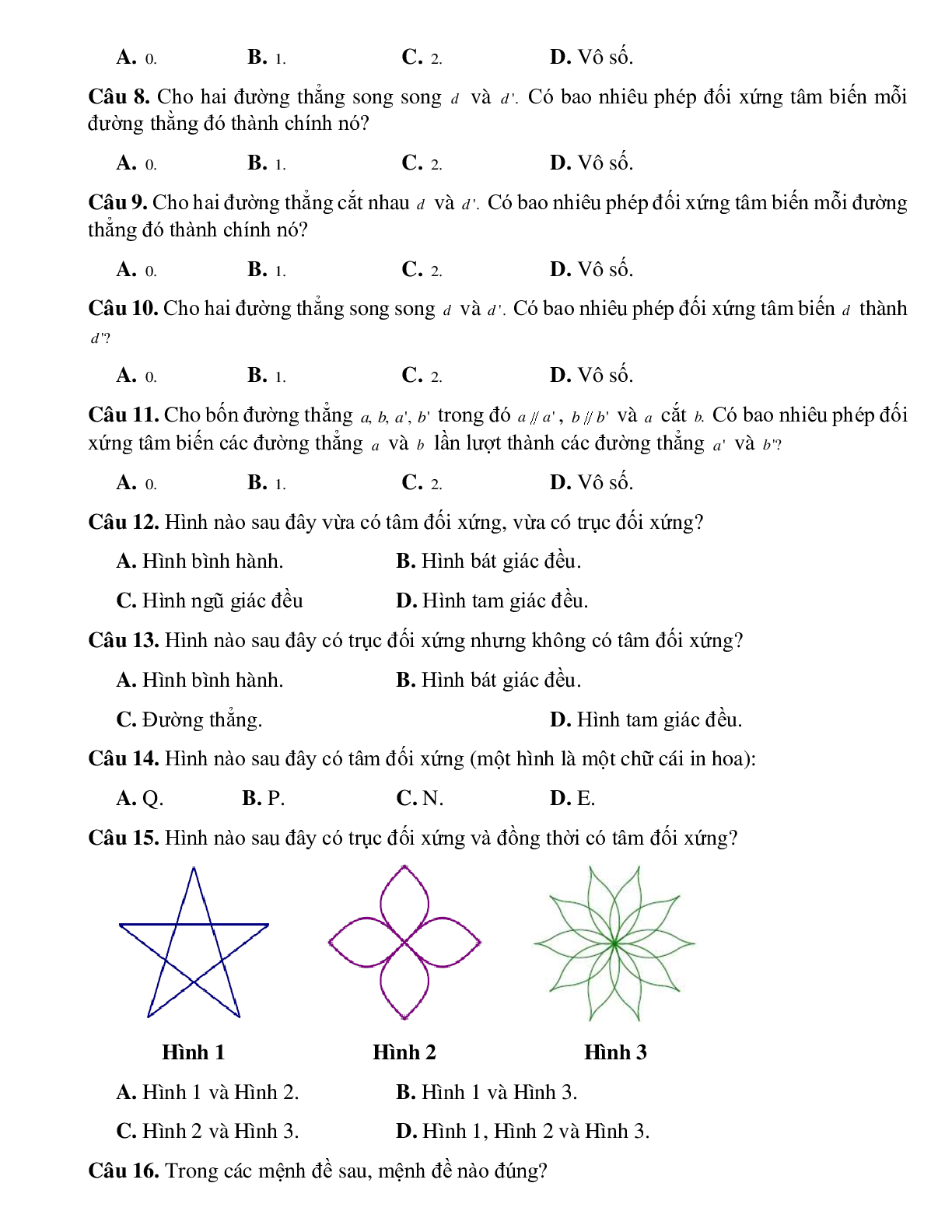 Bài tập Toán hình 11 Bài 4 có đáp án: Phép đối xứng tâm (trang 3)
