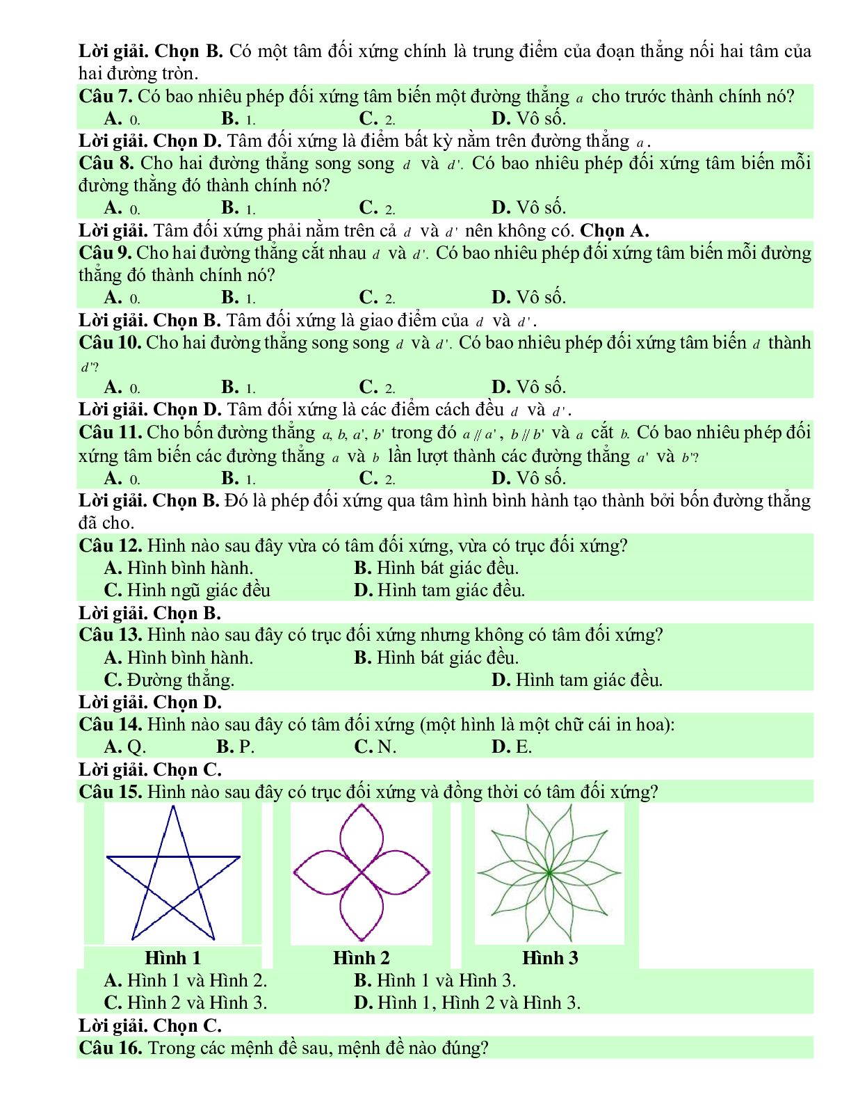 Bài tập Toán hình 11 Bài 4 có đáp án: Phép đối xứng tâm (trang 8)
