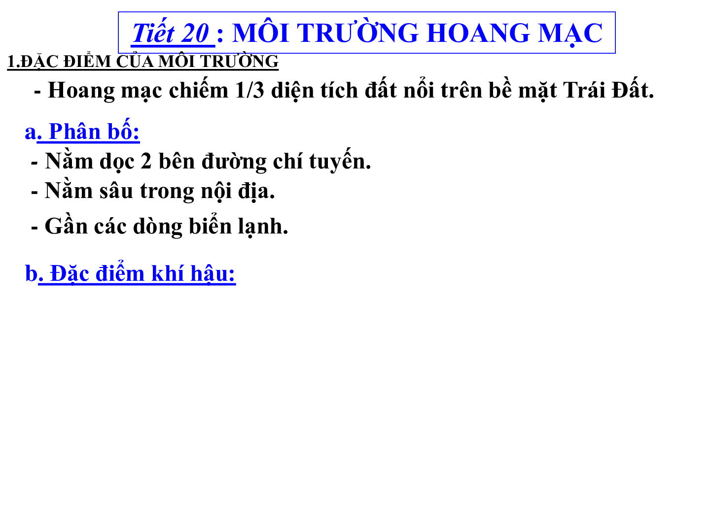 Bài giảng Địa lí 7 Tiết 20: Môi trường hoang mạc (trang 5)