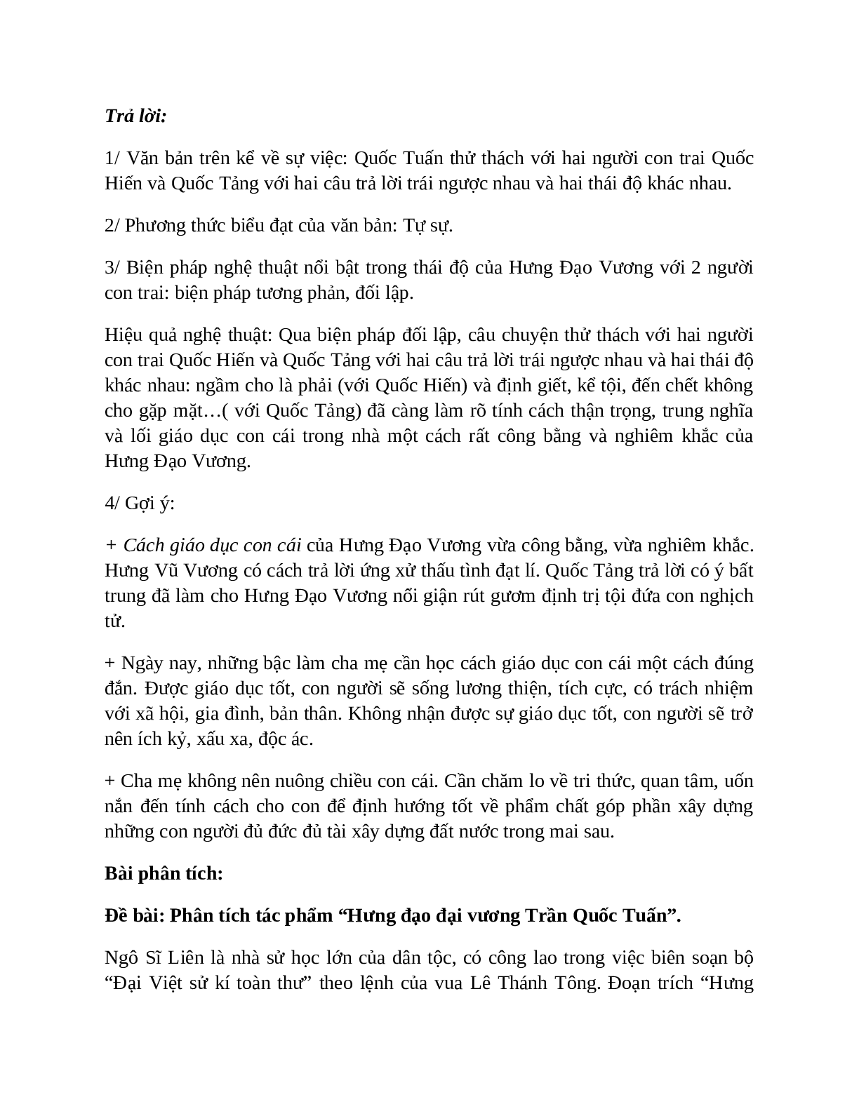 Sơ đồ tư duy bài Hưng Đạo đại vương Trần Quốc Tuấn dễ nhớ, ngắn nhất - Ngữ văn lớp 10 (trang 8)