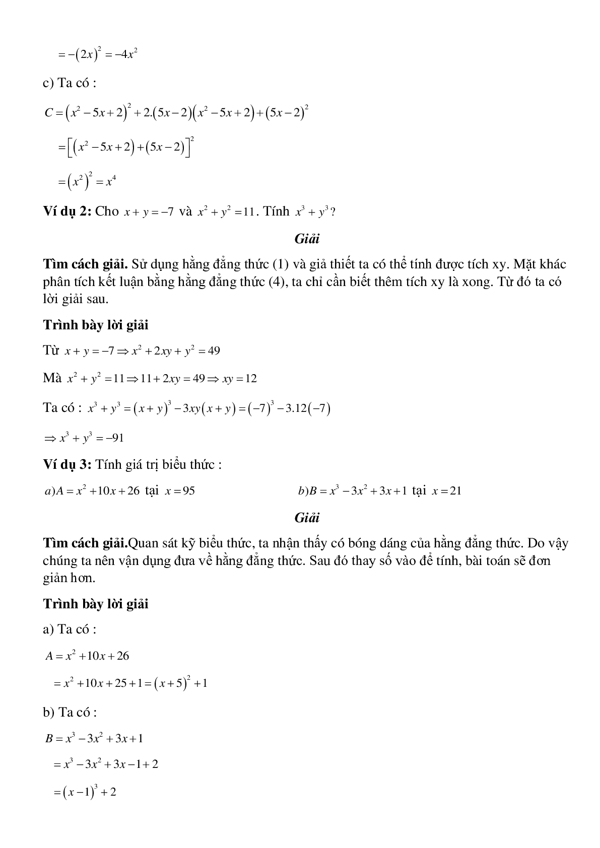 Cách giải các hằng đẳng thức đáng nhớ - Đại số toán 8 (trang 2)