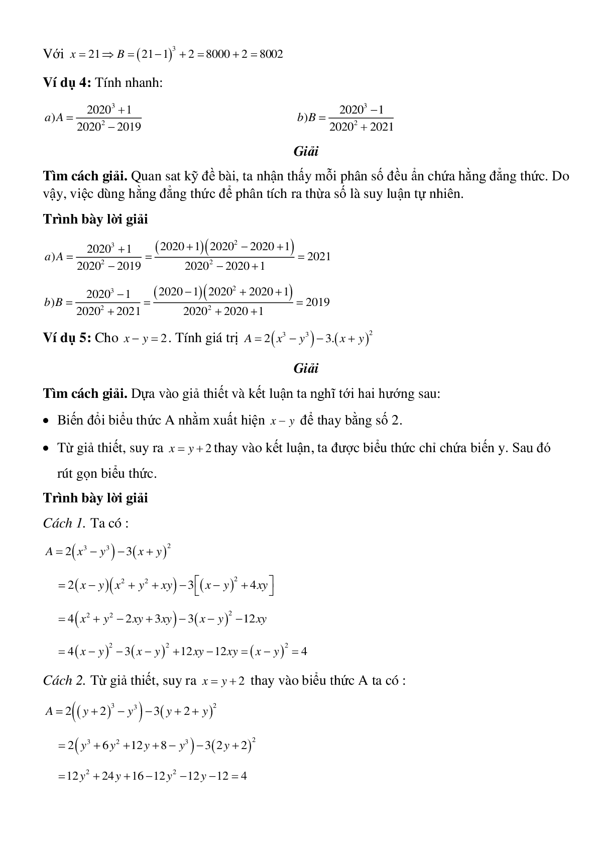 Cách giải các hằng đẳng thức đáng nhớ - Đại số toán 8 (trang 3)