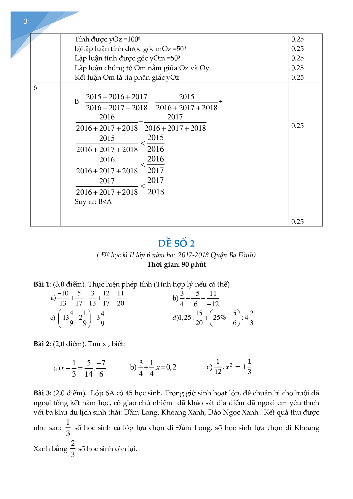 Bộ 11 đề thi học kì 2 môn Toán lớp 6 (trang 4)