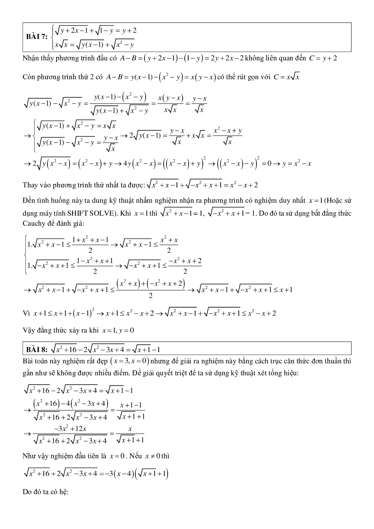 Kĩ thuật xử lí phương trình – hệ phương trình vô tỉ (trang 4)