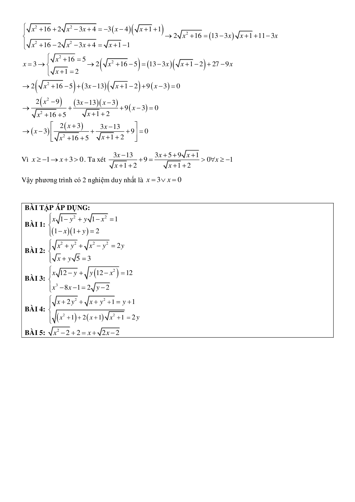Kĩ thuật xử lí phương trình – hệ phương trình vô tỉ (trang 5)