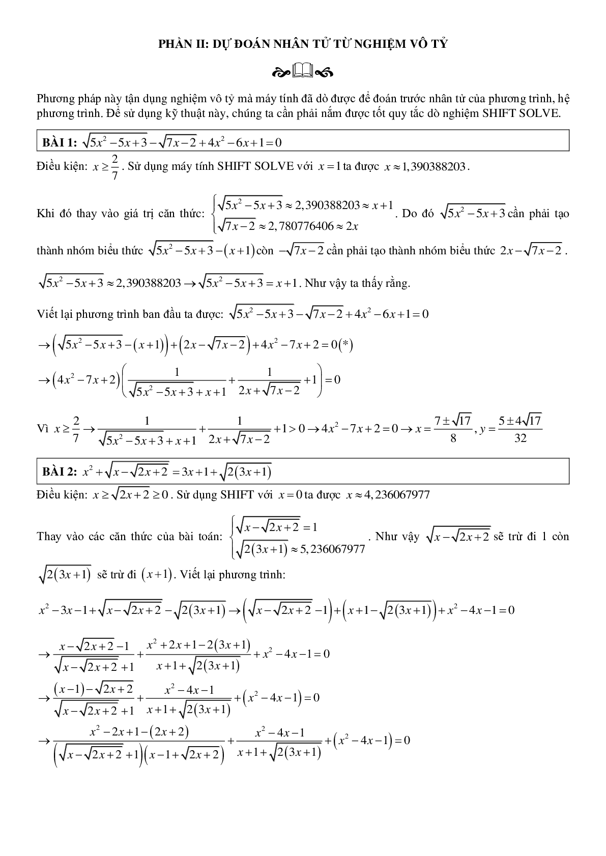 Kĩ thuật xử lí phương trình – hệ phương trình vô tỉ (trang 6)