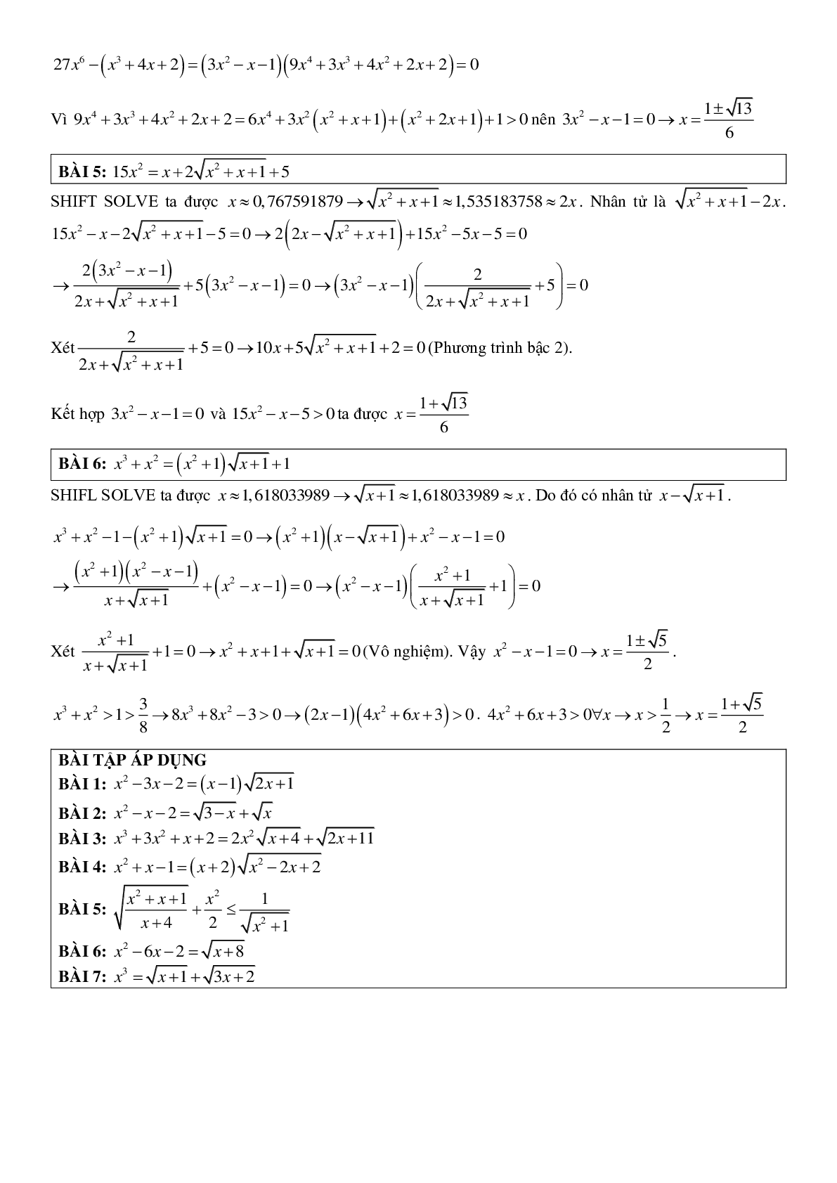Kĩ thuật xử lí phương trình – hệ phương trình vô tỉ (trang 8)