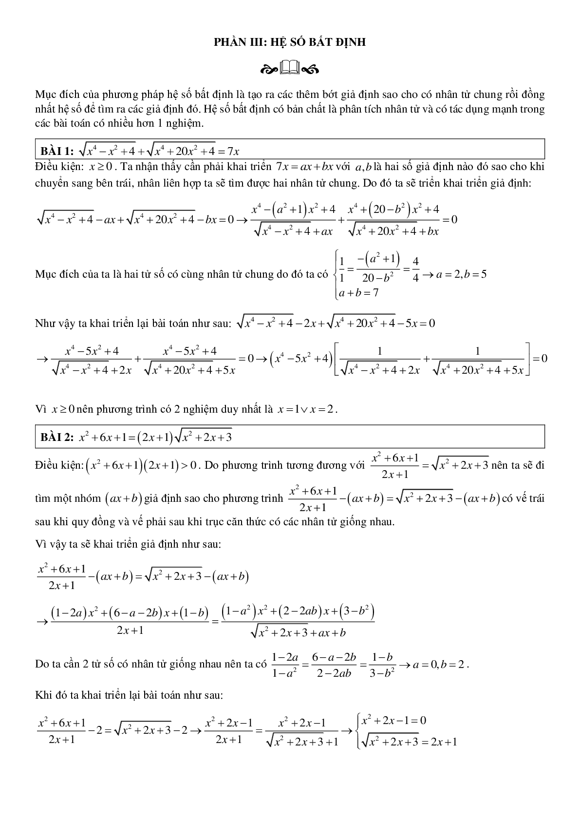Kĩ thuật xử lí phương trình – hệ phương trình vô tỉ (trang 9)