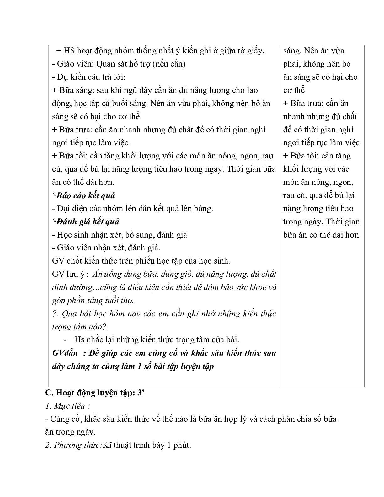 GIÁO ÁN CÔNG NGHỆ 6 BÀI 21: TỔ CHỨC BỮA ĂN HỢP LÍ TRONG GIA ĐÌNH (T1) MỚI NHẤT (trang 8)