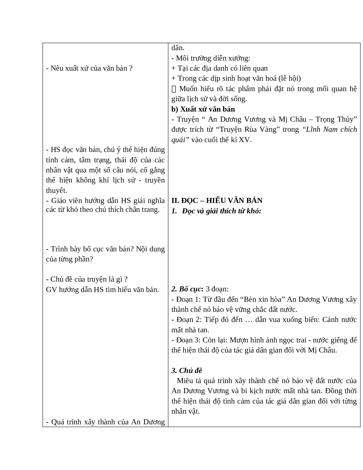 Giáo án Ngữ văn 10, tập 1, bài Truyện An Dương Vương và Mị Châu - Trọng Thủy (tiết 1) mới nhất (trang 3)