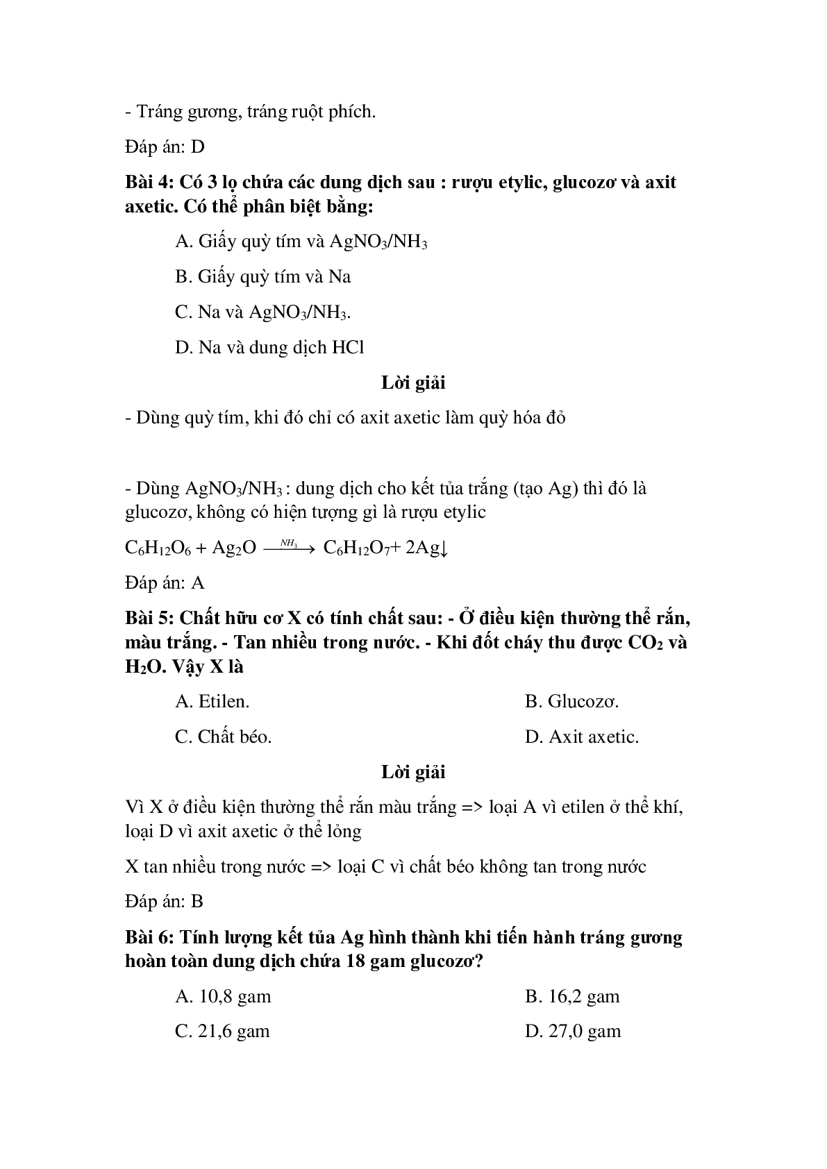 30 câu Trắc nghiệm Glucozơ có đáp án 2023 – Hóa học lớp 9 (trang 2)